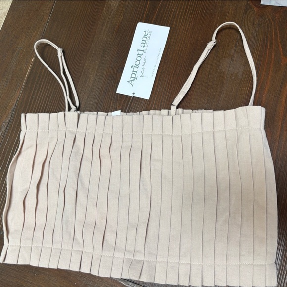 MABLE LOVE ECRU RAYON PLEATED BEIGE SUMMER BEACH TAN TUBE TOP SIZE MED NWT - Picture 3 of 14